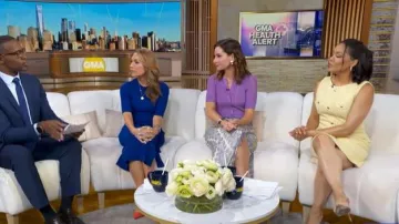 Adam Lippes Remy Metallic Knit Cardigan worn by Rebecca Jarvis as seen in Good Morning America on  June 15, 2026