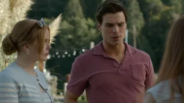 Marine Layer Jacquard Resort Polo worn by Charlie (Michael Bradway) as seen in Every Year After (S01E01)