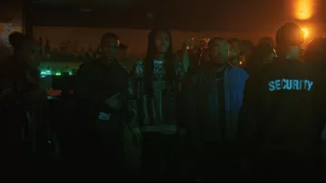 Kapital Bandana Bivouac Big Crewneck worn by Jake Taylor (Michael Epps) as seen in The Chi (S08E02)