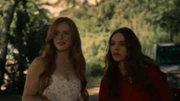 Garage Clothing Lace Trim Lace Up Corset worn by Percy Fraser (Sadie Soverall) as seen in Every Year After (S01E03)