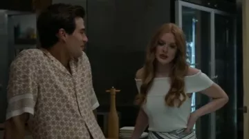 Maje Off-shoulder Ribbed Top worn by Delilah (Abigail Cowen) as seen in Every Year After (S01E03)