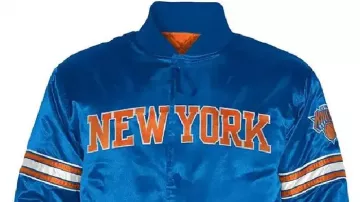 Ny Knicks Striped Royal Blue Bomber Satin Jacket