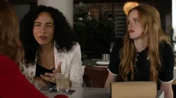 Brooks Brothers Silk Blend Short-Sleeve Tipped Polo Sweater worn by Delilah (Abigail Cowen) as seen in Every Year After (S01E04)