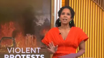 Vestido Midi Sea New York Zora llevado por Adriana Diaz visto en CBS Mornings el 10 de junio de 2026
