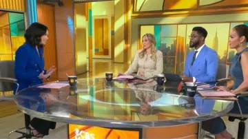 Zara Americana cruzada a medida por Jo Ling Kent vista en CBS Mornings el 12 de junio de 2026