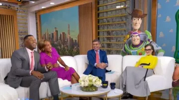 Diane von Furstenberg Zoey vestido en vino púrpura llevado por Robin Roberts tal como se ve en Good Morning America el 17 de junio de 2026