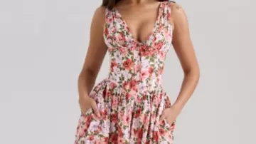 Dutton Ranch S01 Natalie Alyn Lind Pink Floral V Neck Maxi Dress