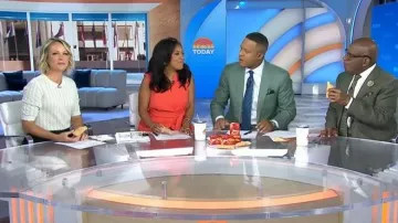 Ann Taylor Weekend Pointelle Sweater Tee worn by Dylan Dreyer as seen in Today on  June 17, 2026