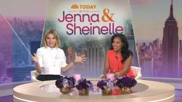 Lela Rose Stretch Twill Drop Flower Crop Top worn by Jenna Bush Hager as seen in Today with Jenna & Sheinelle on June 17, 2026
