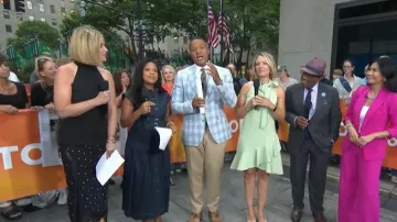 Cinq a Sept Karter Denim Dress worn by Sheinelle Jones as seen in Today on June 18, 2026