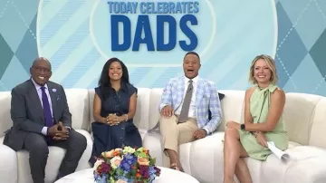 Vince Camuto Ruffle Detail Stretch Crepe Dress worn by Dylan Dreyer as seen in Today on June 18, 2026