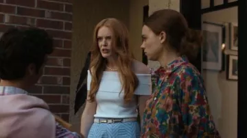 Sandro Blue Striped Skirt worn by Delilah (Abigail Cowen) as seen in Every Year After (S01E06)