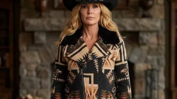Dutton Ranch Beth Dutton Aztec Print Jacket of Beth Dutton (Kelly Reilly) as seen in Dutton Ranch (S01)