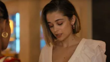 Swarovski Dulcis Gold-Tone Plated Hoop Earrings worn by Maca (Berta Castañé) as seen in Oasis Resort (S01E08)