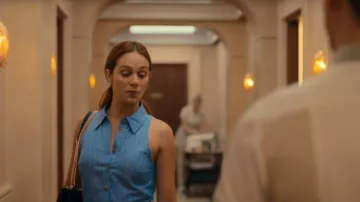 Mango Striped Linen-Blend Shirt-Style Dress worn by Laura (Laura Simon) as seen in Oasis Resort (S01E08)