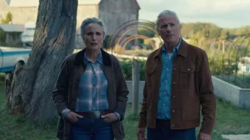 Banana Republic Suede Trucker Jacket worn by Sam Bishop (Rob Stewart) as seen in The Way Home (S04E03)
