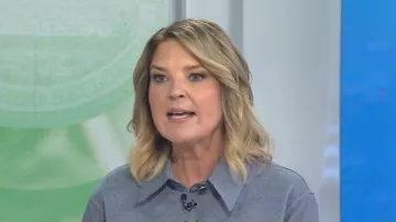 Cinq a Sept Canyon Scrunched-Sleeve Denim Jacket worn by Christine Romans as seen in Today on  June 23, 2026