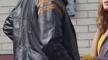 Disclosure Day Jackson Black Leather Jacket worn by Jackson (Wyatt Russell) in Disclosure Day