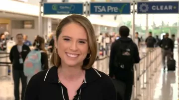 Mango Tipped Edge Polo Top worn by Elizabeth Schulze as seen in Good Morning America on June 18, 2026