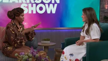 Avara Poppy White Floral Trim Midi Dress worn by Kelly Clarkson as seen in The Kelly Clarkson Show on  June 23, 2026