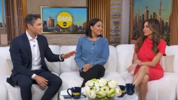 Black Halo Estella Wrap Neck Dress worn by Leslie Lopez as seen in Good Morning America on  June 24, 2026