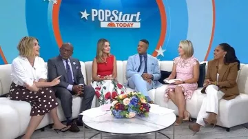 Ann Taylor Polka Dot Midi Pencil Skirt worn by Jenna Bush Hager as seen in Today on  June 24, 2026