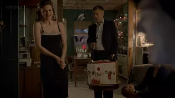 Dolce & Gabbana Black Dress with Crystal-Embellished Straps worn by Molly Hooper (Louise Brealey) in Sherlock (S02E01)