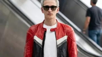 Proud 2026 Filip Raczynski Red/Black Striped Moto Jacket as seen in Proud (S01)