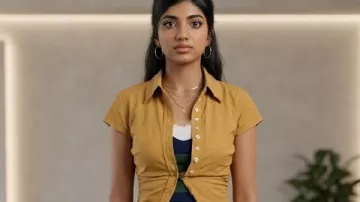 Not Suitable for Work S01 Abby Chilukuri Yellow Shirt worn by Abhinaya 'Abby' Chilukuri (Avantika Vandanapu) as seen in Not Suitable for Work (S01)