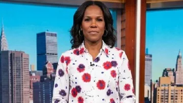 Good Morning America Deborah Roberts White Floral Shirt as seen in Good Morning America