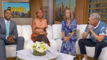 Camisa estampada de Etro: vestido Midi llevado por Lara Spencer tal como se ve en Good Morning America el 25 de junio de 2026