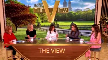Pantalones de mezcla de algodón con ojal Cinc à septAlba bordados en mezcla de vichy usados por Alyssa Farah Griffin, tal como se ve en The View el 26 de junio de 2026