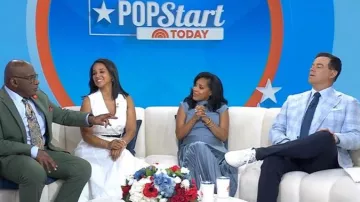 Vestido Cinq a Sept Denim Lenessa que lleva Laura Jarrett tal y como se ve en Today el 29 de junio de 2026
