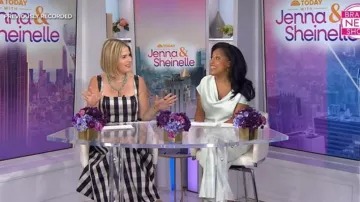 Ann Taylor El Pantalone Margot con cinturón que lleva Sheinelle Jones, visto en Today with Jenna & Sheinelle el 29 de junio de 2026