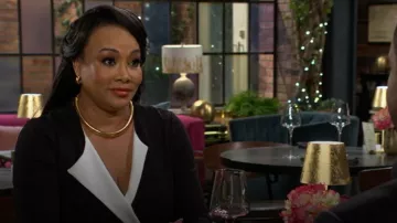 Donna Kara Asymmetric Collar Long Sleeve Dress worn by Stephanie Simmons (Vivica A. Fox) as seen in The Young and the Restless (S53E184)