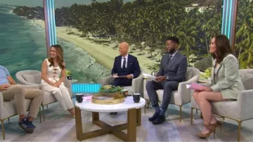 Pantalones de pierna ancha Lein Freya llevados por Sophia Bush, vistos en CBS Mornings el 1 de julio de 2026
