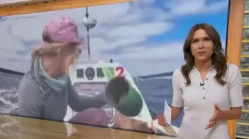 Robe Midi en maille côtelée de Vince portée par Sophie Flay vue dans Good Morning America le 3 juillet 2026