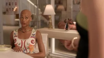 Oidims OT Toggle Clasp Ceramic Star Pendant Beaded Necklace worn by Janet (Janessa St. Pierre) as seen in Elle (S01E08)
