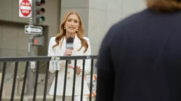 Nadine Merabi Nicola Notch Blazer en crêpe élastique porté par Jesse McBee tel que vu dans The McBee Dynasty : Real American Cowboys (S03E01)