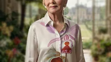 Jean Smart Hacks S04 Tea Cup Printed Silk Shirt
