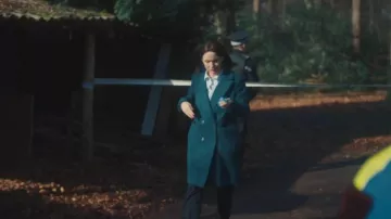 Karen Millen Premium Italian Manteco Wool Fitted Tailored Midi Coat worn by Bea Metcalf (Laura Fraser) as seen in Patience (S01E04)