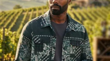 Skyh Black All The Queens Men S05 Green Patchwork Overshirt
