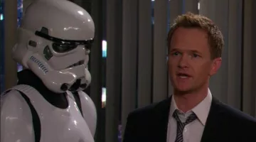 The statue of a Stormtrooper from Barney Stinson (Neil Patrick Harris) in How I Met Your Mother