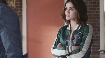 Aria Montgomery (Lucy Hale) Maje Bomber in Pretty Little Liars