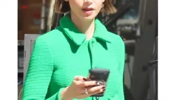 Emily In Paris S06 Lily Collins Green Crochet Jacket