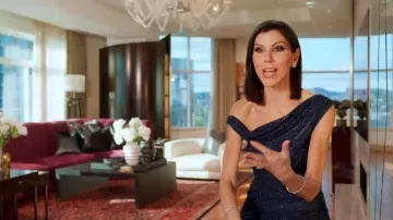 Meshki Kenny Diamante One Shoulder Maxi Dress worn by Heather Dubrow as seen in The Real Housewives of Orange County (S20E01)