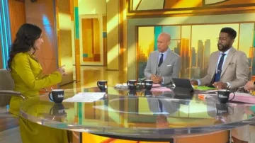 Simkhai Odessa Dress worn by Celine Gounder as seen in CBS Mornings on July 8, 2026