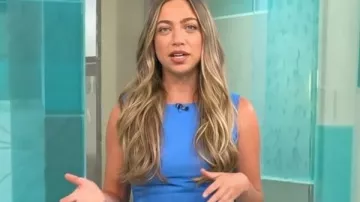 CBS Mornings Skyler Bouchard Blue Floral Graphic Dress as seen in CBS Mornings
