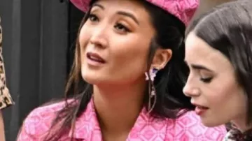 Emily In Paris S06 Mindy Chen Pink Blend Blazer worn by Mindy Chen (Ashley Park) as seen in Emily in Paris (S06)