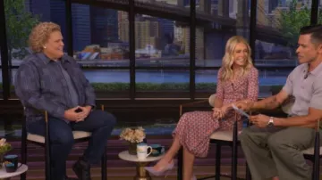Ted Baker Iwojan Quilted Mixed Stripe Overshirt worn by Fortune Feimster as seen in LIVE with Kelly and Mark on July 15, 2026